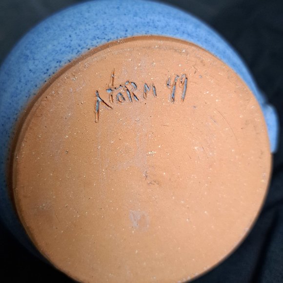 Handmade Blue Speckled Pottery Pouring Vessel - Picture 2 of 5